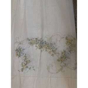 Vintage Stevens Utica Floral Garland Flat Sheet White Percale 108x115 King